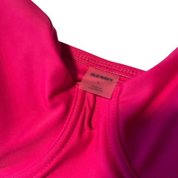 Old Navy Women's L Tie-Shoulder Underwire Tankini Swim Top Flamingo Pink Bright - Picture 3 of 5